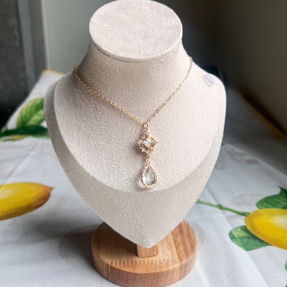 Boho Bridal Necklace Quartz Teardrop Bridgerton Jewelry Victorian Romantic 25$